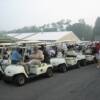 All golf carts are lined up and ready to go