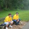 Lions Brent and Bob wait for golfers to come to their hole so they can talk them into betting if they can reach the green.